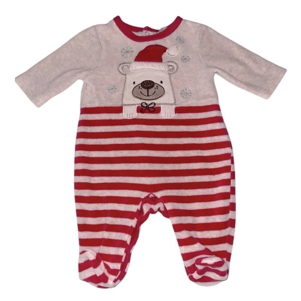 Vintage Zip Zap Baby Christmas Polar Bear Velour Sleeper